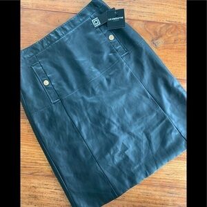 Liz Clairborne for JC Penney faux leather black lined midi